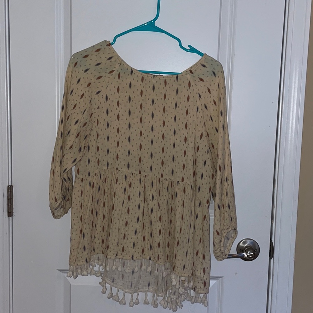 Anthropologie Fall Tassle Shirt